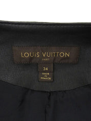 Logo Button Leather Jacket in Black