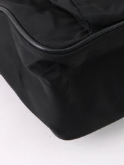 Nylon logo plate one-shoulder bag in black
