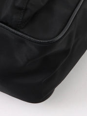 Nylon logo plate one-shoulder bag in black