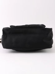 Nylon logo plate one-shoulder bag in black