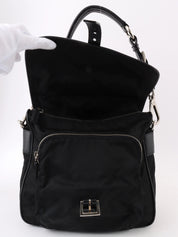 Nylon logo plate one-shoulder bag in black