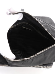 Nylon logo plate one-shoulder bag in black