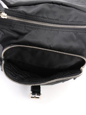 Nylon logo plate one-shoulder bag in black