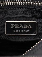 Nylon logo plate one-shoulder bag in black