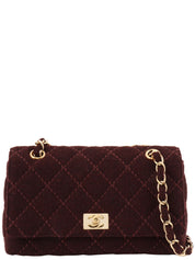 2001 Wool Wild Stitch CC Turnlock Chain Shoulder Bag, Bordeaux