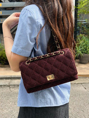 2001 Wool Wild Stitch CC Turnlock Chain Shoulder Bag, Bordeaux
