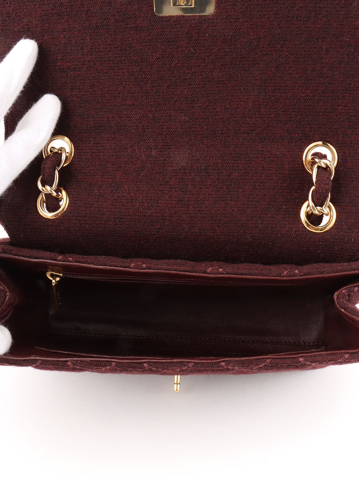 2001 Wool Wild Stitch CC Turnlock Chain Shoulder Bag, Bordeaux