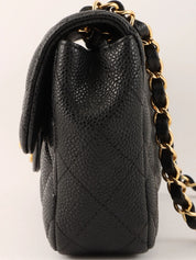 2008 East West Caviar Skin Chain Bag in Black