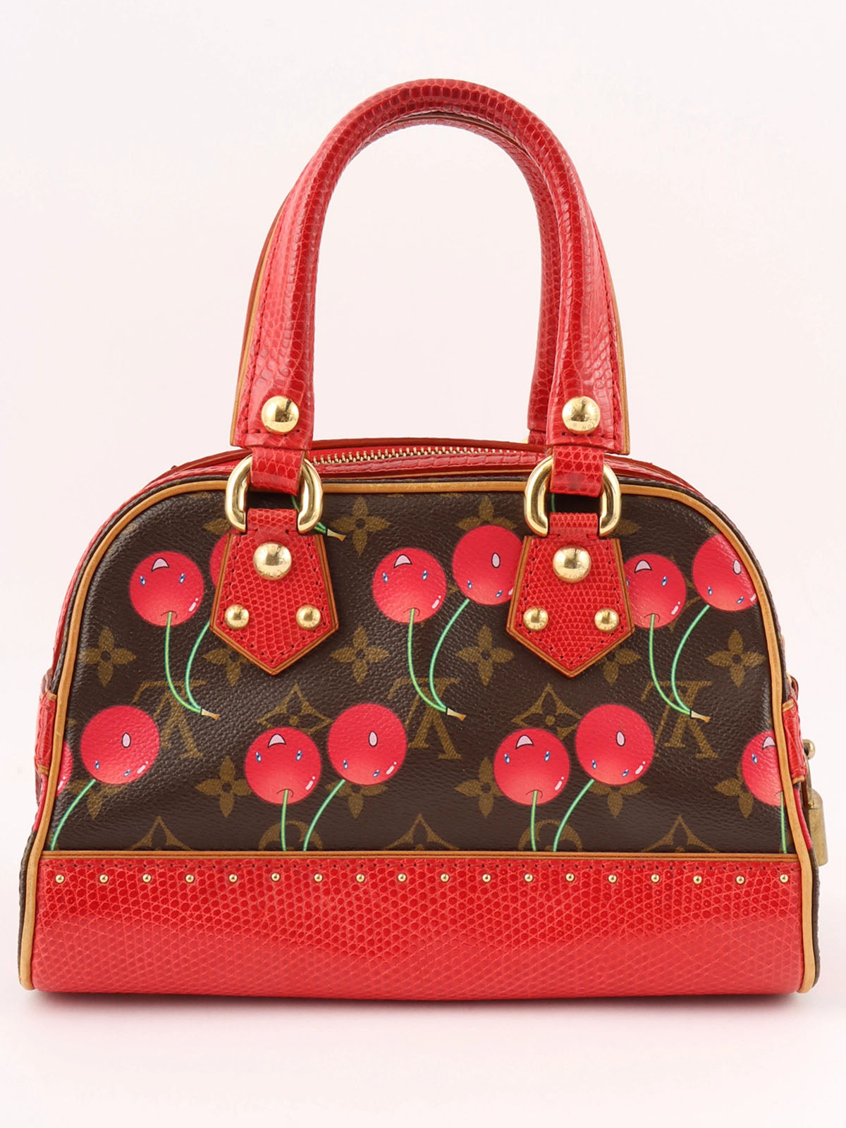 2005 Takashi Murakami Collaboration Monogram Cherry Sack Neo Deauville Brown/Red