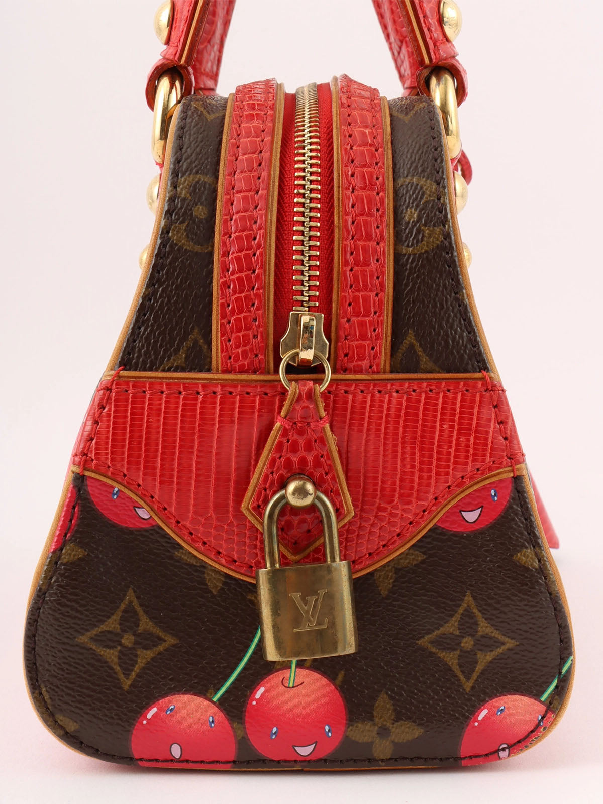 2005 Takashi Murakami Collaboration Monogram Cherry Sack Neo Deauville Brown/Red