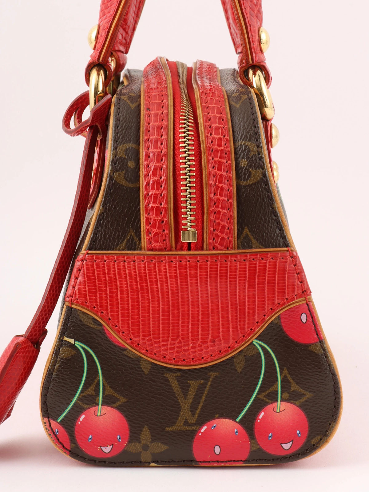 2005年村上隆合作款Monogram Cherry Sack Neo Deauville 棕色/红色