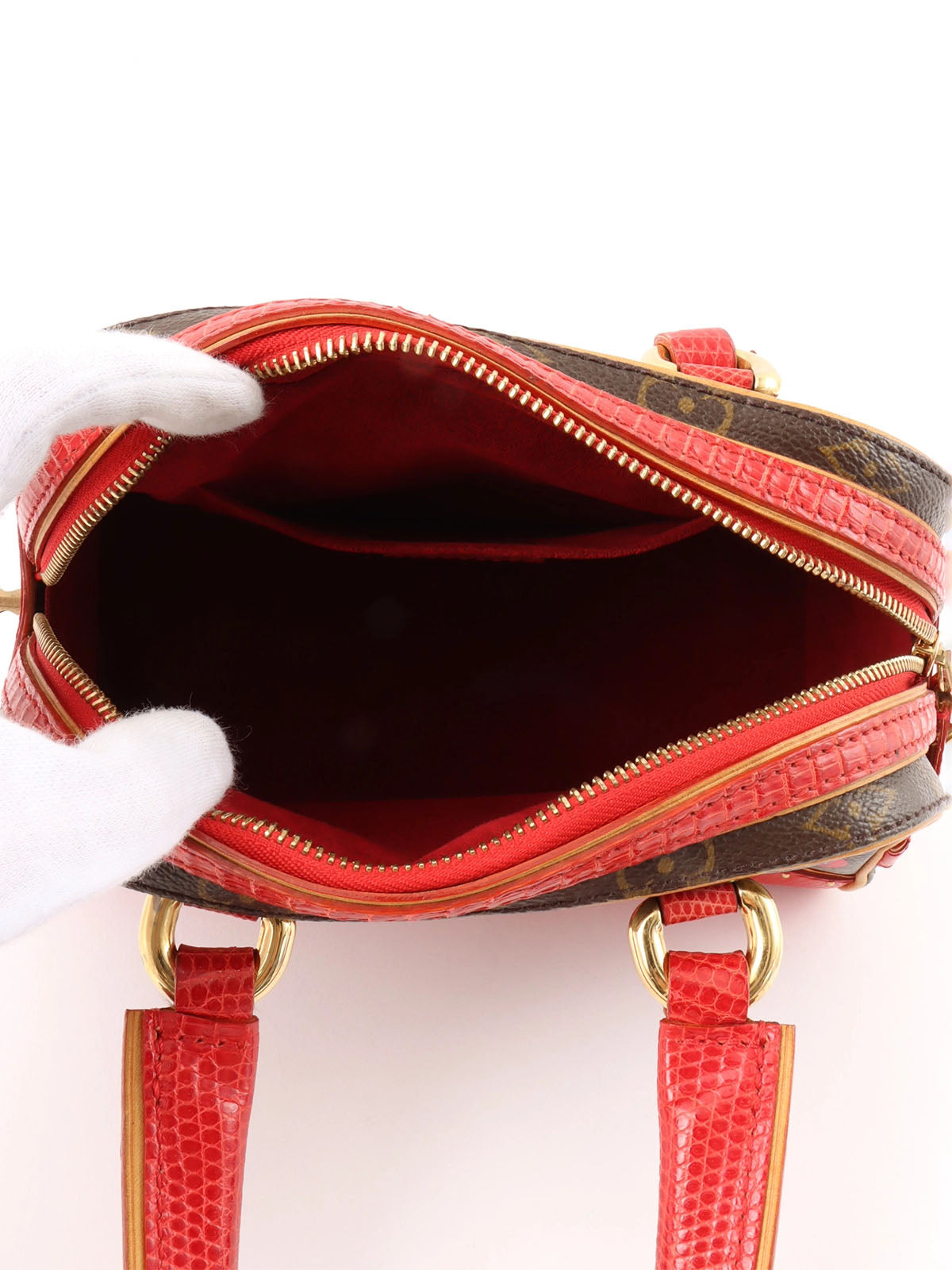 2005 Takashi Murakami Collaboration Monogram Cherry Sack Neo Deauville Brown/Red