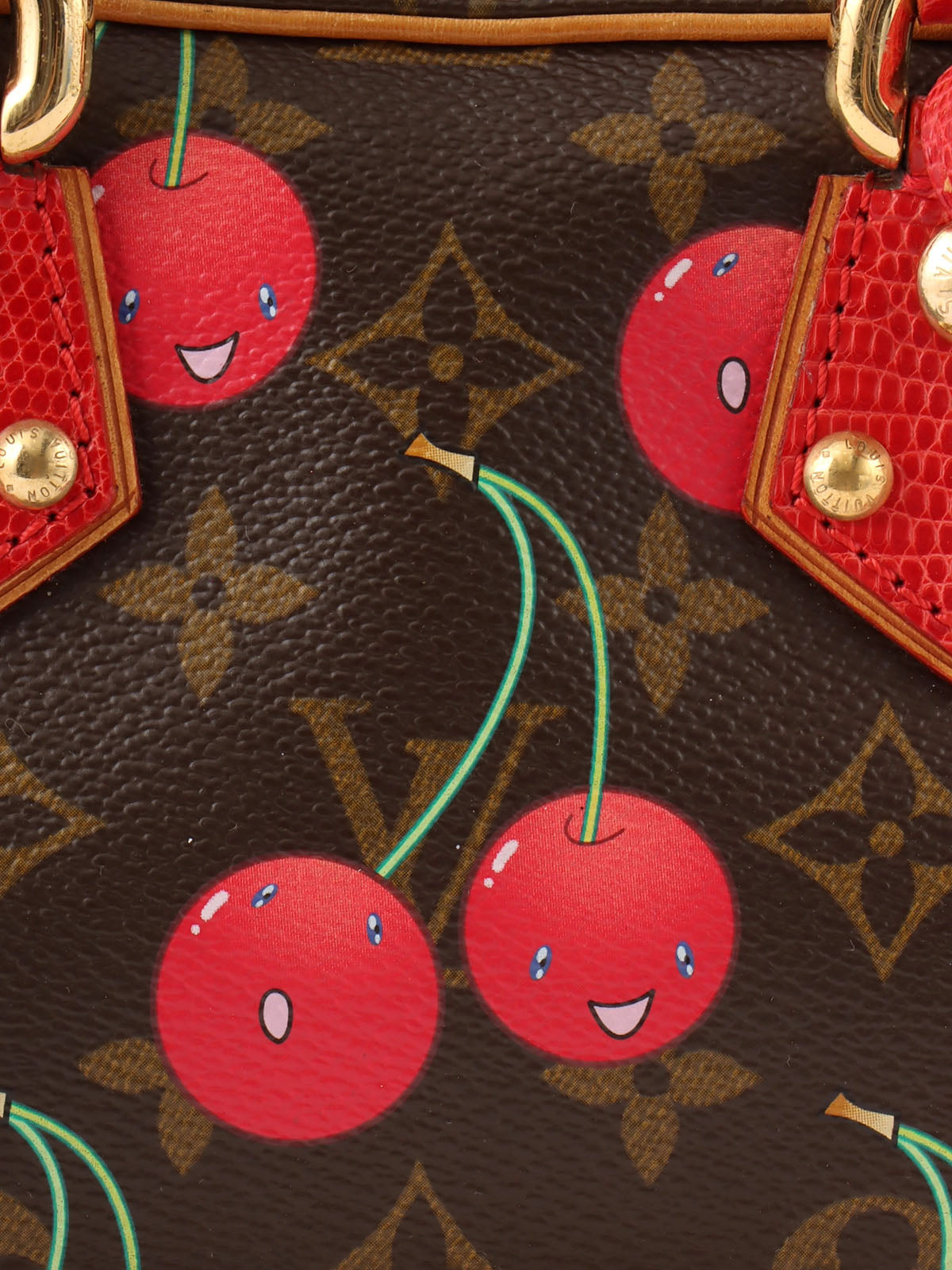 2005 Takashi Murakami Collaboration Monogram Cherry Sack Neo Deauville Brown/Red