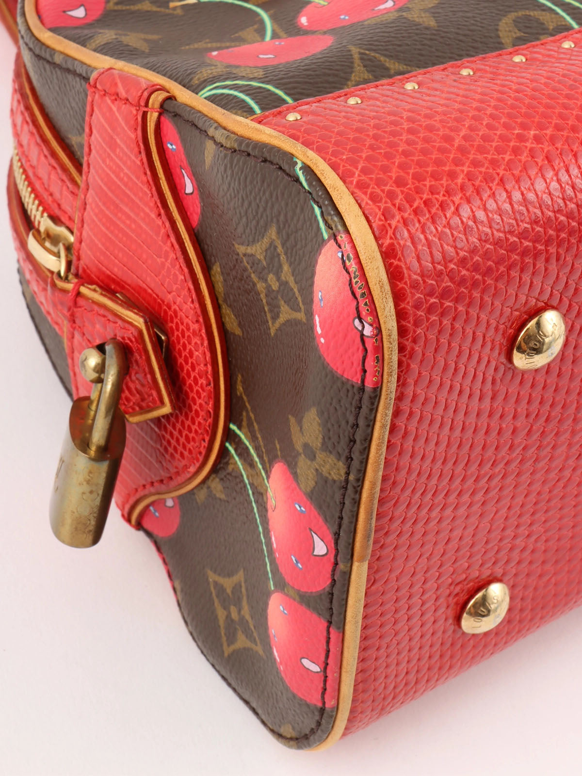 2005 Takashi Murakami Collaboration Monogram Cherry Sack Neo Deauville Brown/Red