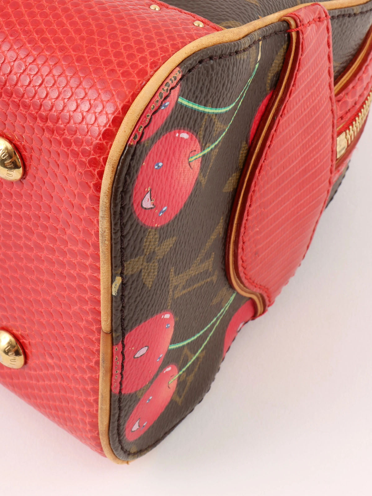 2005 Takashi Murakami Collaboration Monogram Cherry Sack Neo Deauville Brown/Red