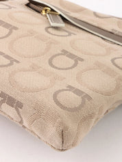 Beige canvas Gancini pattern waist bag