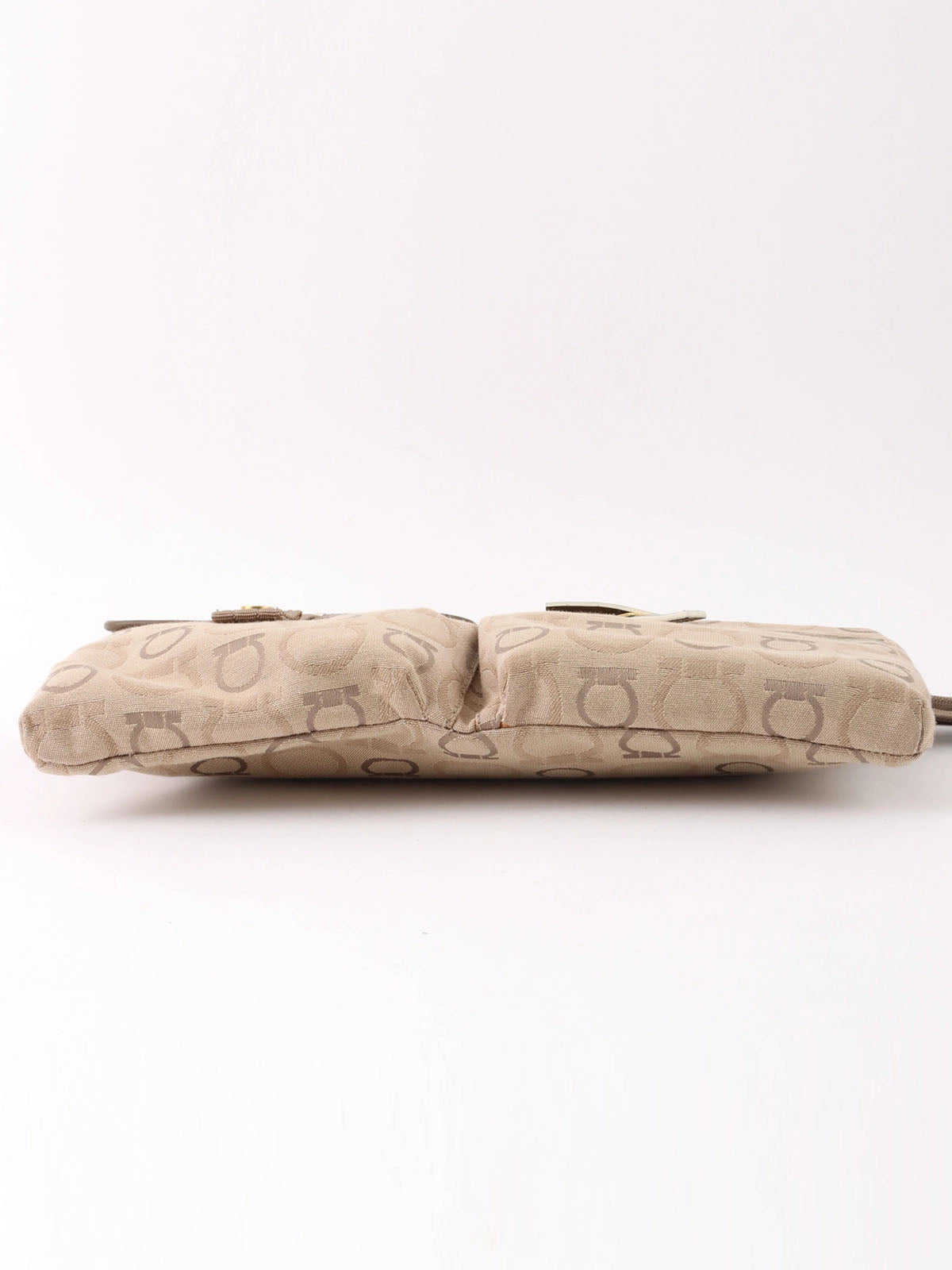 Beige canvas Gancini pattern waist bag