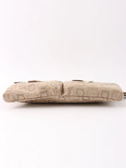 Beige canvas Gancini pattern waist bag