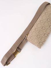 Beige canvas Gancini pattern waist bag