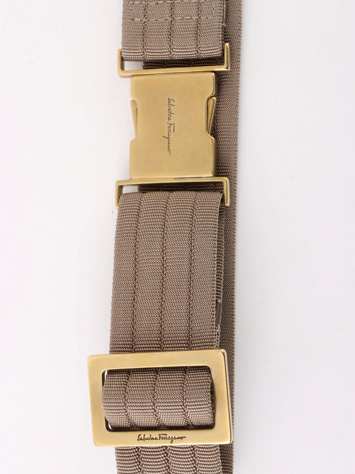 Beige canvas Gancini pattern waist bag