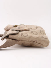 Beige canvas Gancini pattern waist bag