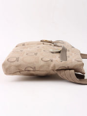 Beige canvas Gancini pattern waist bag