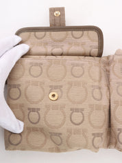 Beige canvas Gancini pattern waist bag