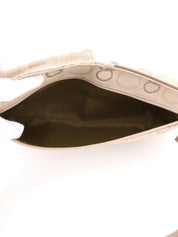 Beige canvas Gancini pattern waist bag