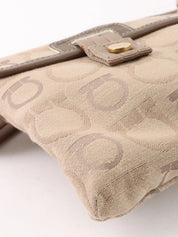 Beige canvas Gancini pattern waist bag
