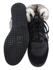 Lapin fur CC mark high-top sneakers in black/gray