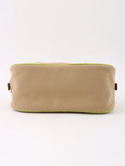 Canvas and leather combination handbag in beige and green