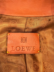 Orange logo button leather jacket