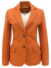 ロゴボタンレザージャケット オレンジ