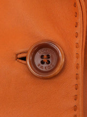 Orange logo button leather jacket