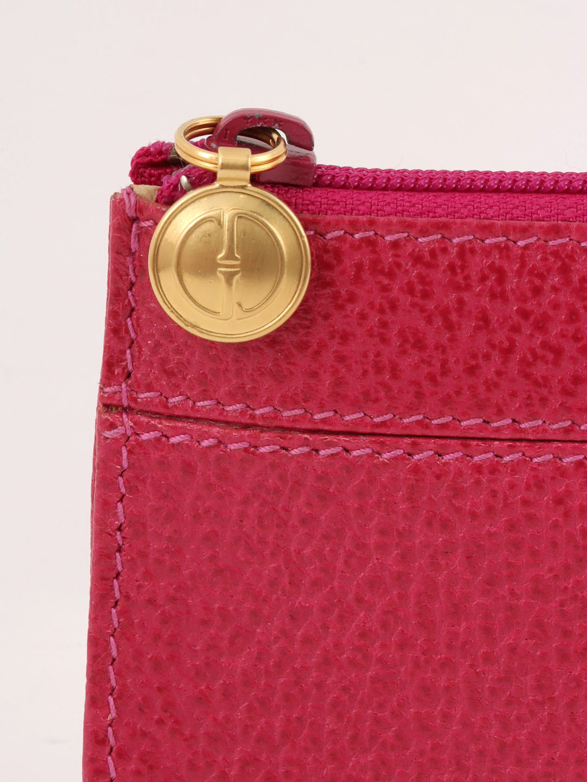 Pigskin Logo Charm Coin Case Pink