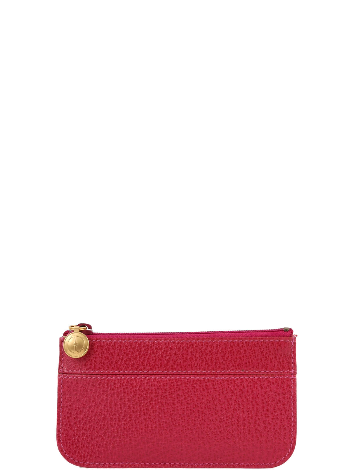 Pigskin Logo Charm Coin Case Pink