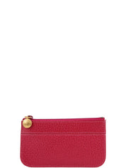 Pigskin Logo Charm Coin Case Pink