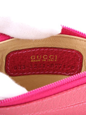 Pigskin Logo Charm Coin Case Pink