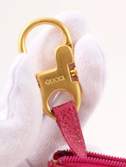 Pigskin Logo Charm Coin Case Pink