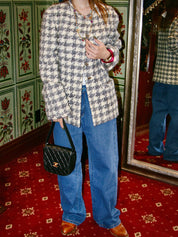 1998 Houndstooth Pattern CC Mark Button Jacket Gray/Ivory