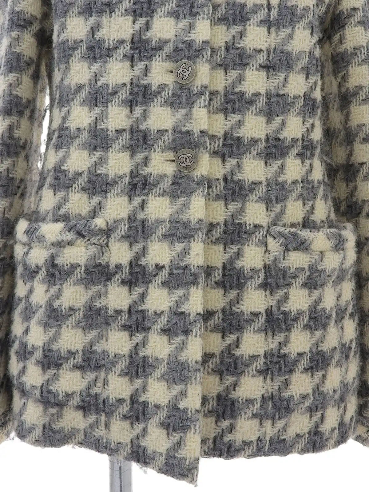 1998 Houndstooth Pattern CC Mark Button Jacket Gray/Ivory