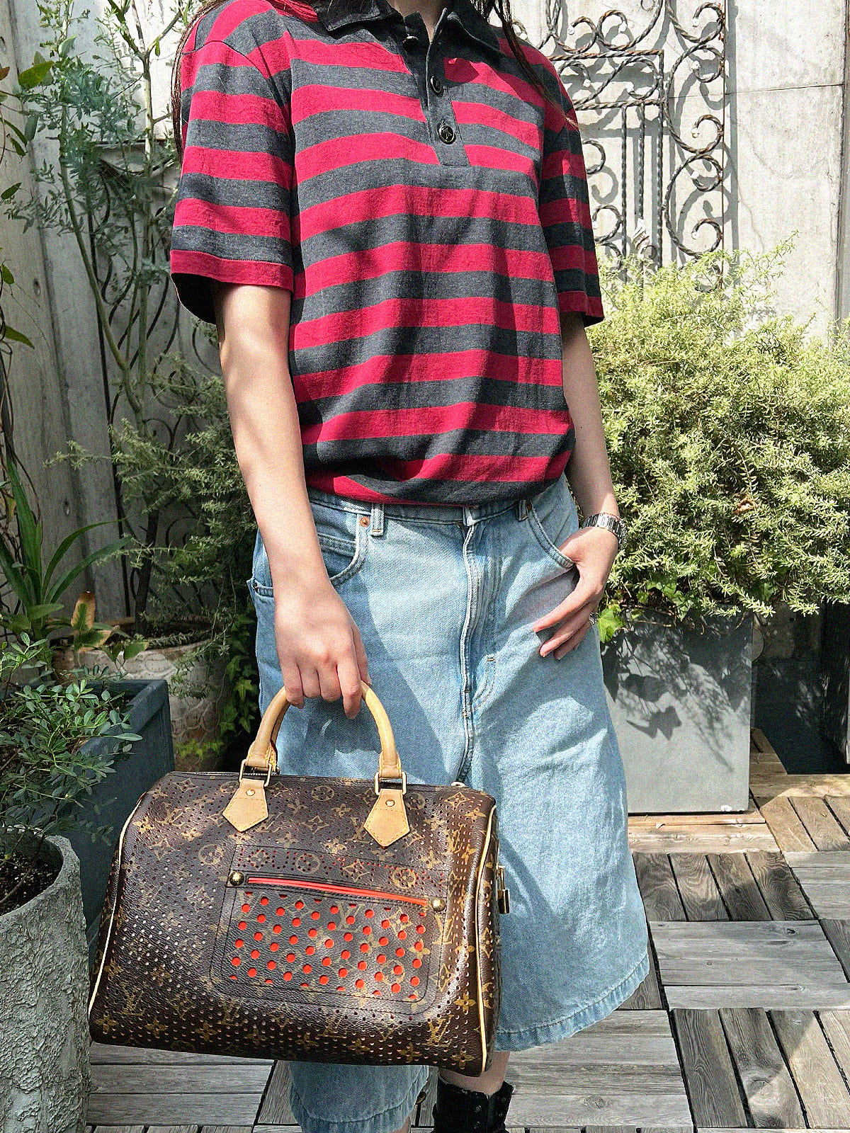 2008 Canvas Monogram PerfoSpeedy 30 Brown/Orange