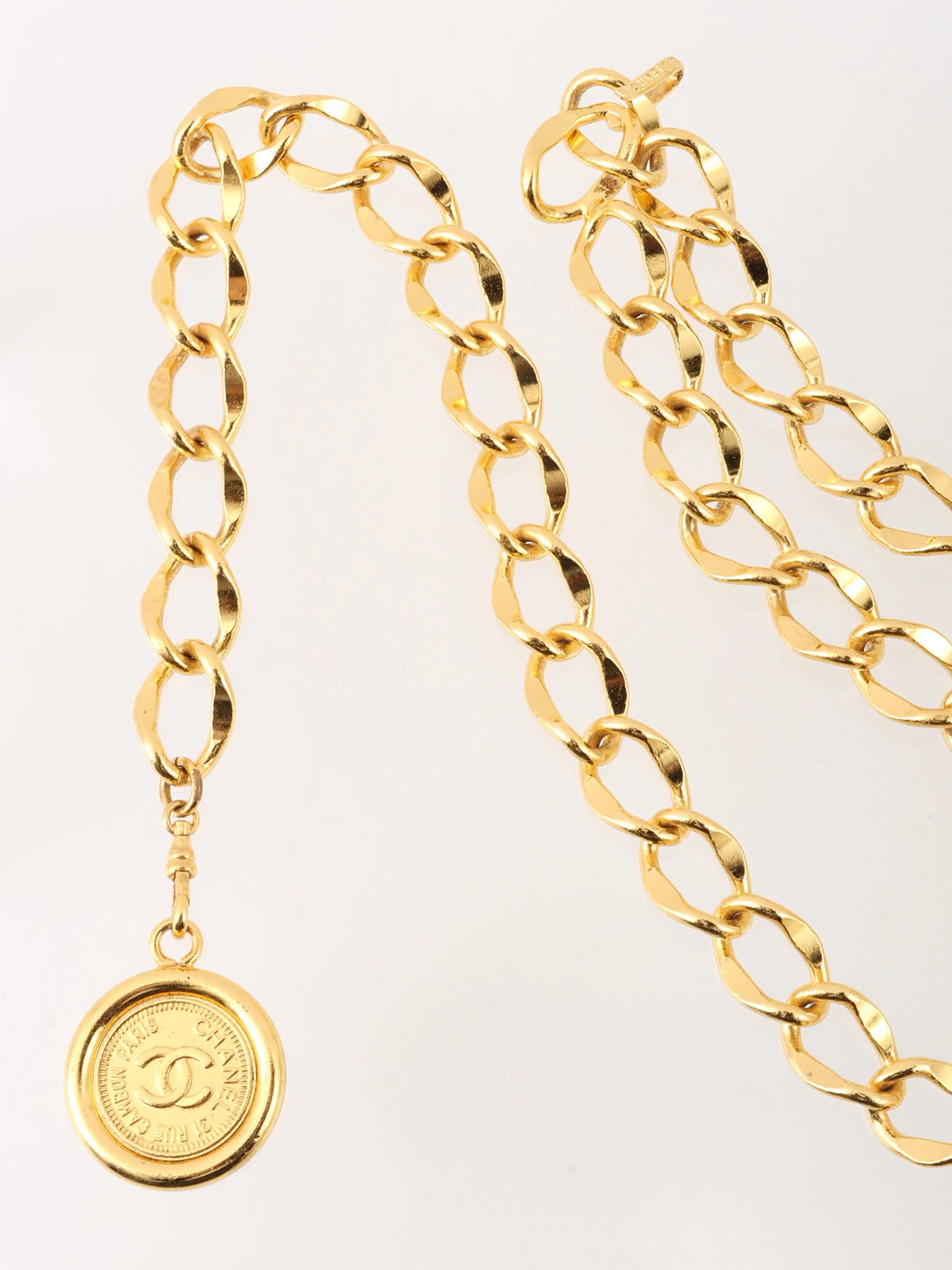 1994 CC mark coin charm chain belt gold
