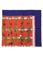 Carré 90 Mors &amp; Filets Pattern Scarf in Red/Navy/Multi