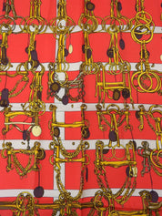 Carré 90 Mors &amp; Filets Pattern Scarf in Red/Navy/Multi