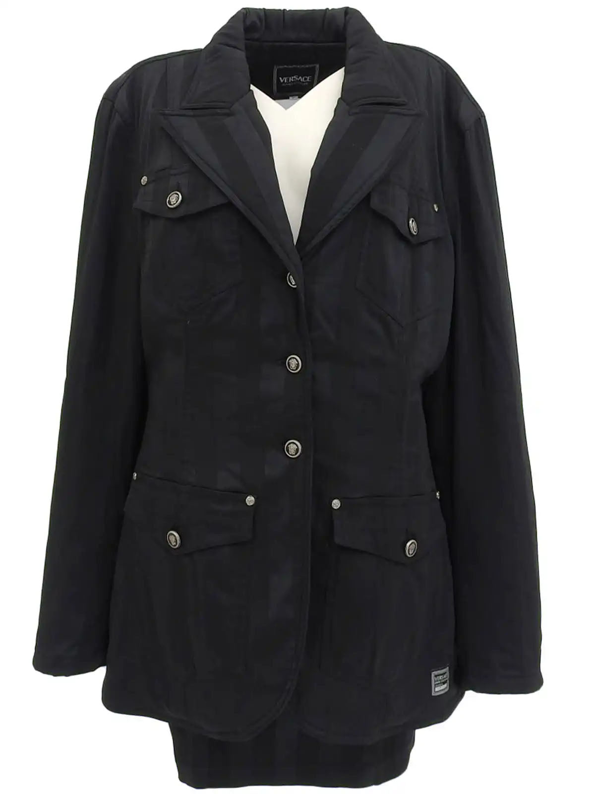 ストライプパターンメデューサボタンセットアップ ブラック