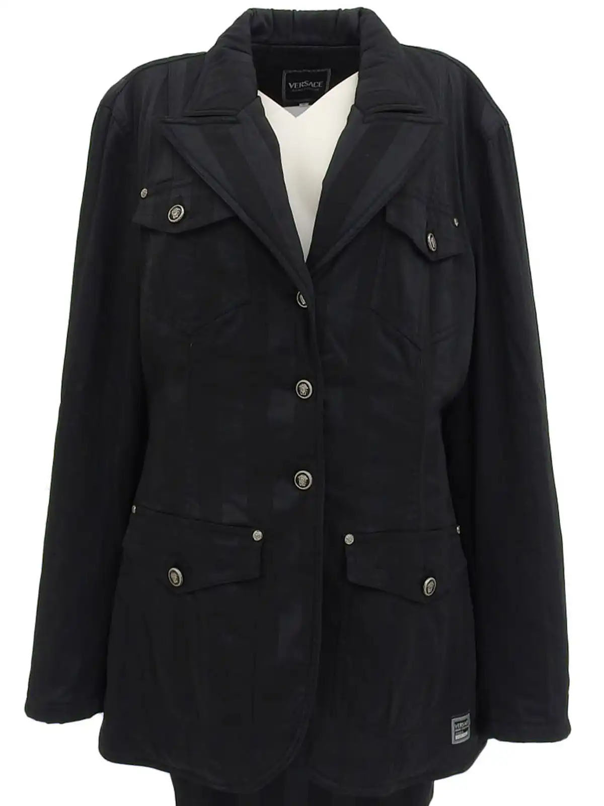 ストライプパターンメデューサボタンセットアップ ブラック