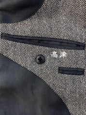 ヘリンボーンパターンウールジャケット　グレー
