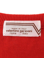 Logo Embroidered Long Sleeve Knit Top in Red