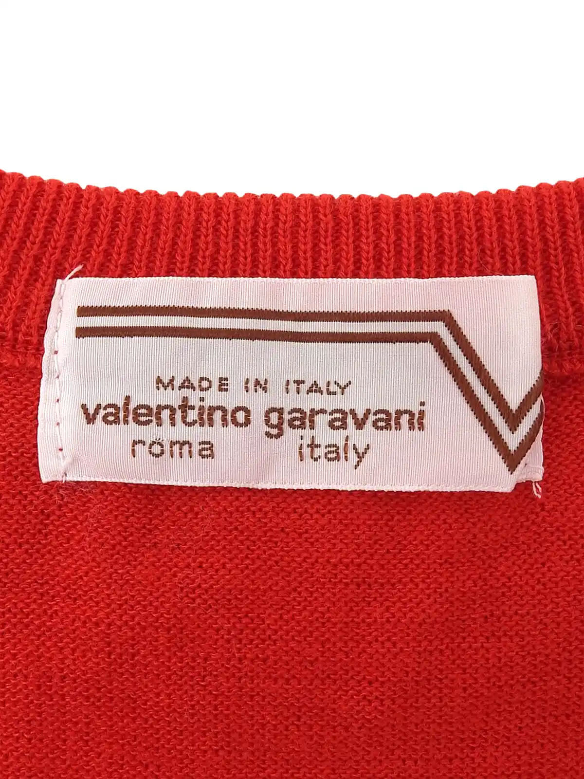 ロゴ刺繍長袖ニットトップス レッド